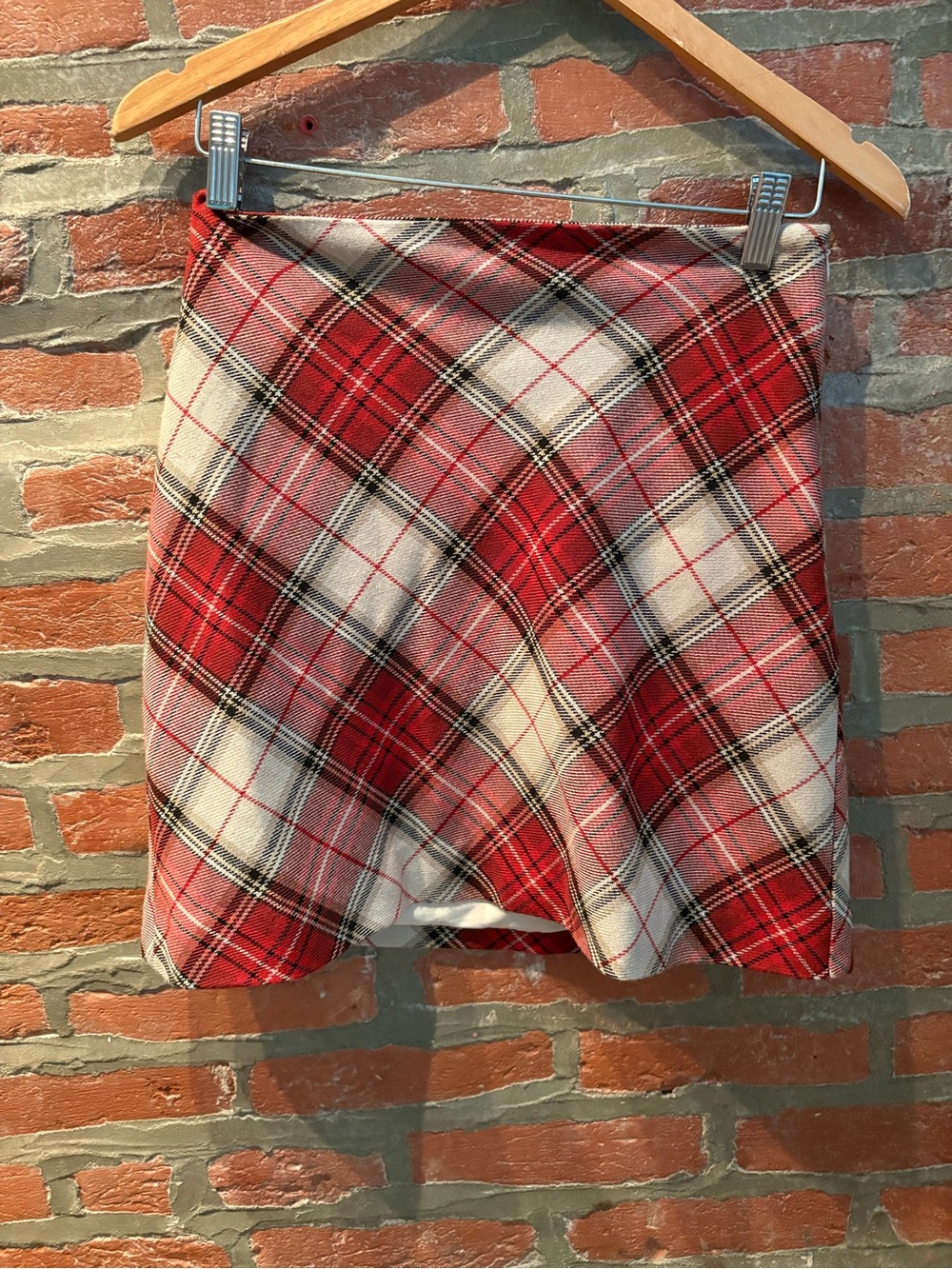 H&M Red and Cream Plaid Mini Skirt